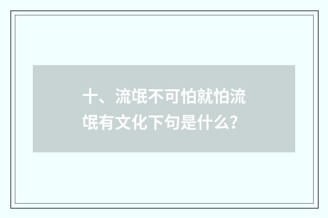 十、流氓不可怕就怕流氓有文化下句是什么？