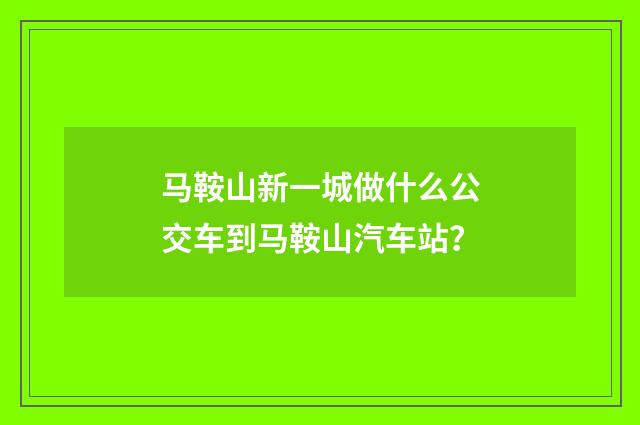 马鞍山新一城做什么公交车到马鞍山汽车站？