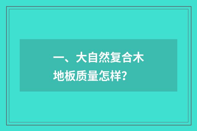一、大自然复合木地板质量怎样?