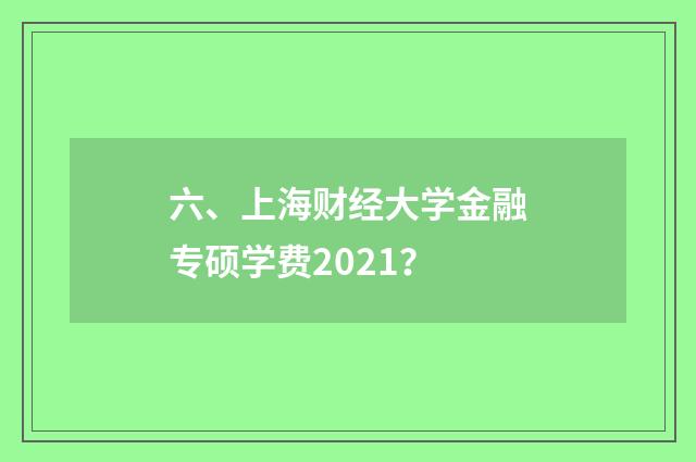 六、上海财经大学金融专硕学费2021？