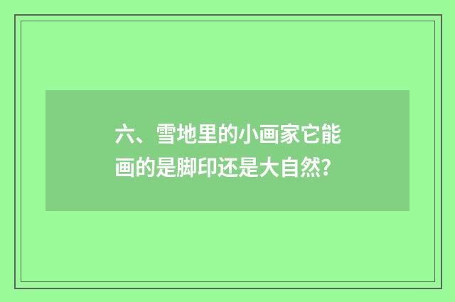六、雪地里的小画家它能画的是脚印还是大自然？
