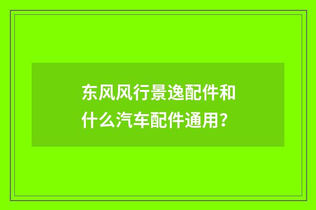 东风风行景逸配件和什么汽车配件通用？