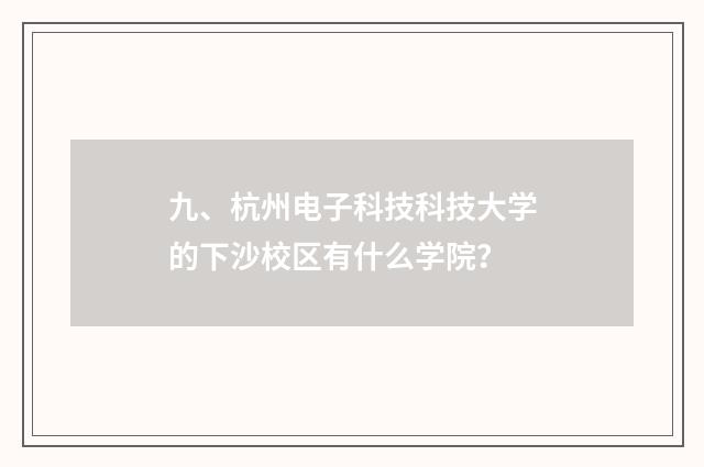 九、杭州电子科技科技大学的下沙校区有什么学院？