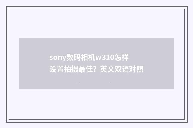 sony数码相机w310怎样设置拍摄最佳？英文双语对照