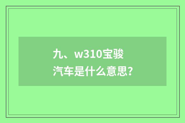 九、w310宝骏汽车是什么意思？