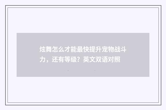 炫舞怎么才能最快提升宠物战斗力，还有等级？英文双语对照