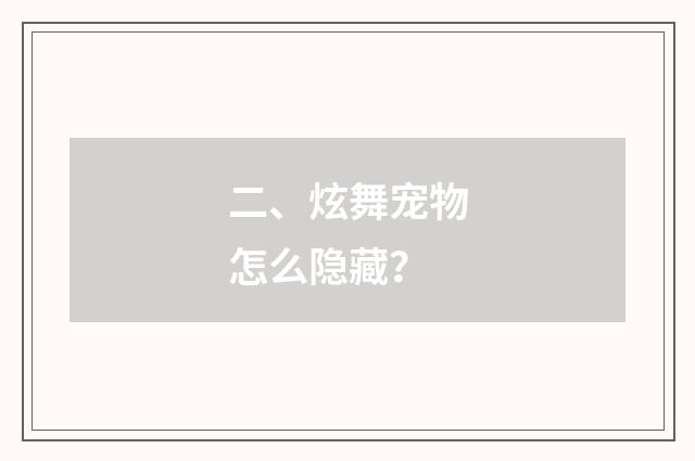 二、炫舞宠物怎么隐藏？