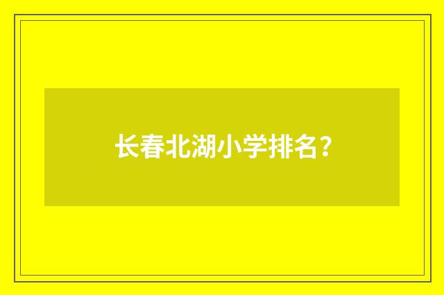 长春北湖小学排名？