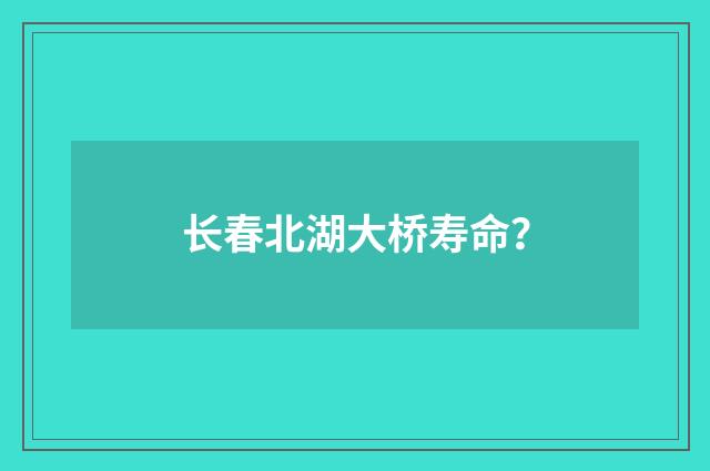 长春北湖大桥寿命？