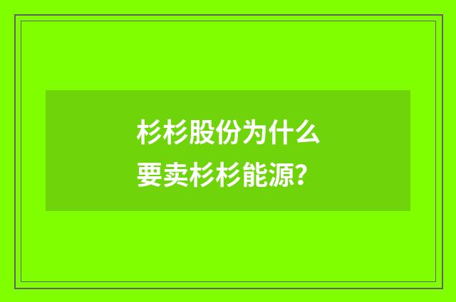 杉杉股份为什么要卖杉杉能源?