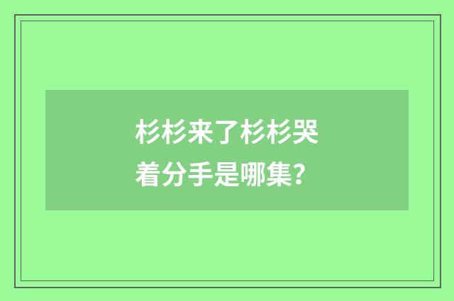 杉杉来了杉杉哭着分手是哪集？