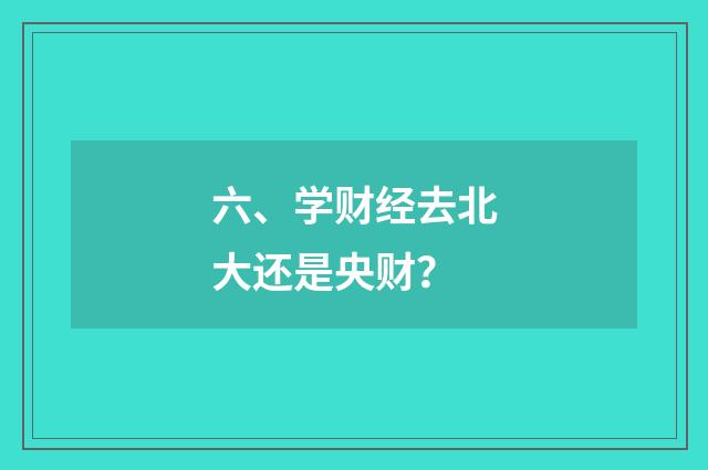 六、学财经去北大还是央财？