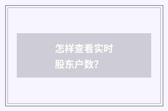 怎样查看实时股东户数？