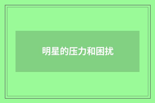 明星的压力和困扰