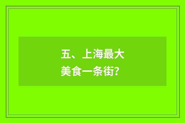 五、上海最大美食一条街？