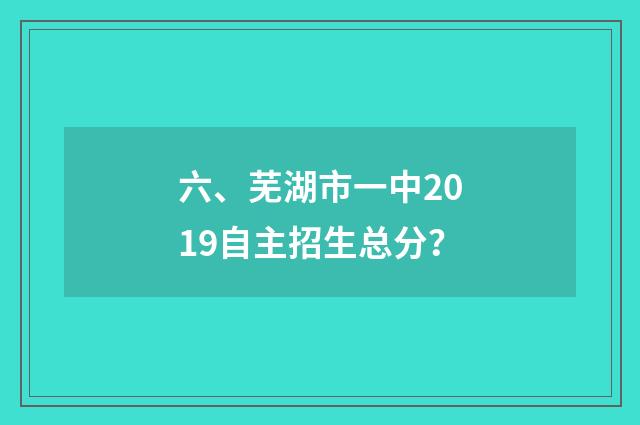 六、芜湖市一中2019自主招生总分?