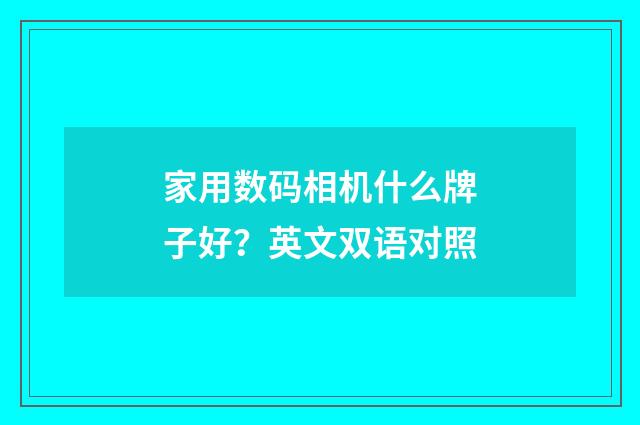 家用数码相机什么牌子好？英文双语对照