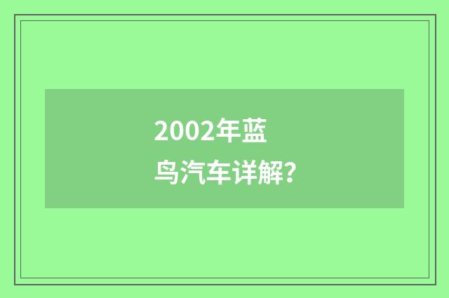 2002年蓝鸟汽车详解？