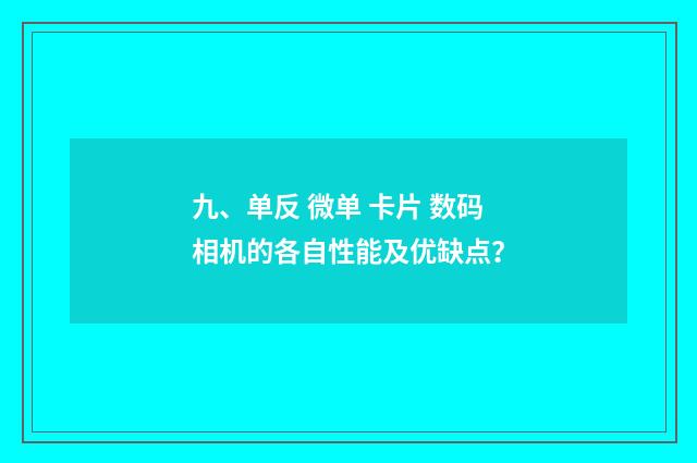 九、单反 微单 卡片 数码相机的各自性能及优缺点？