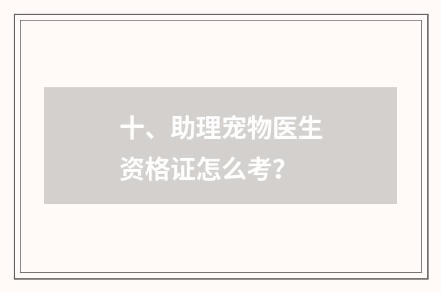 十、助理宠物医生资格证怎么考？