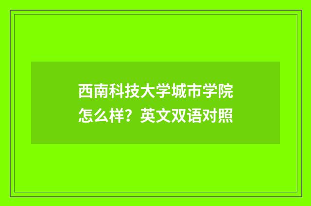 西南科技大学城市学院怎么样？英文双语对照