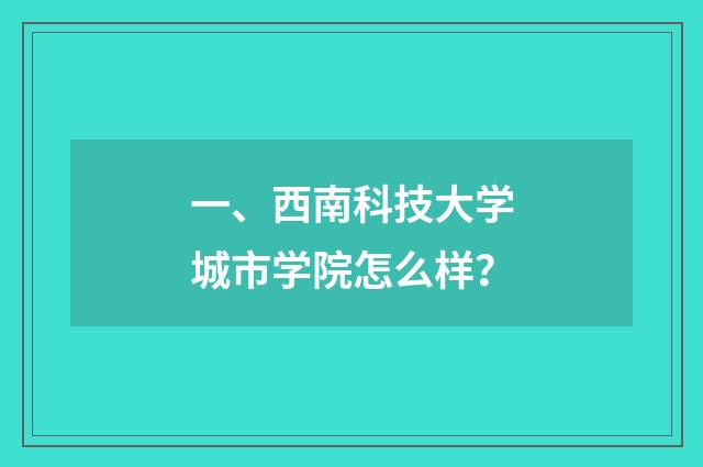 一、西南科技大学城市学院怎么样?