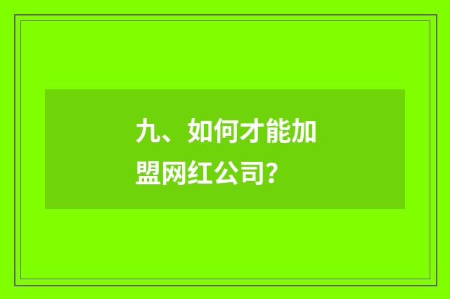 九、如何才能加盟网红公司？