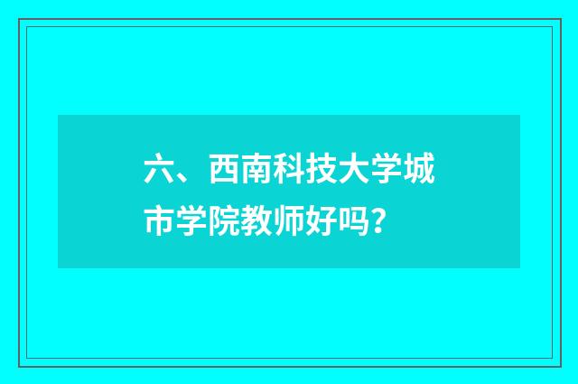 六、西南科技大学城市学院教师好吗？