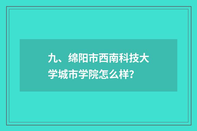 九、绵阳市西南科技大学城市学院怎么样？