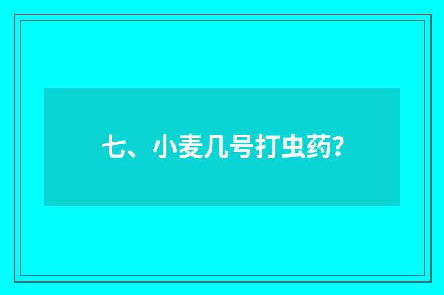 七、小麦几号打虫药？