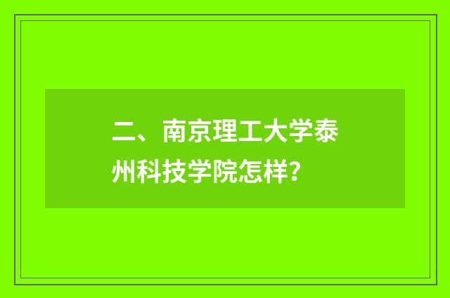 二、南京理工大学泰州科技学院怎样?