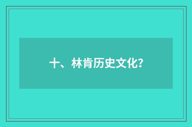 十、林肯历史文化？