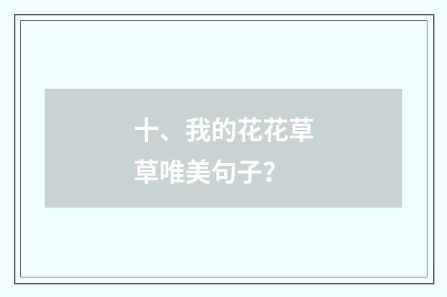 十、我的花花草草唯美句子？