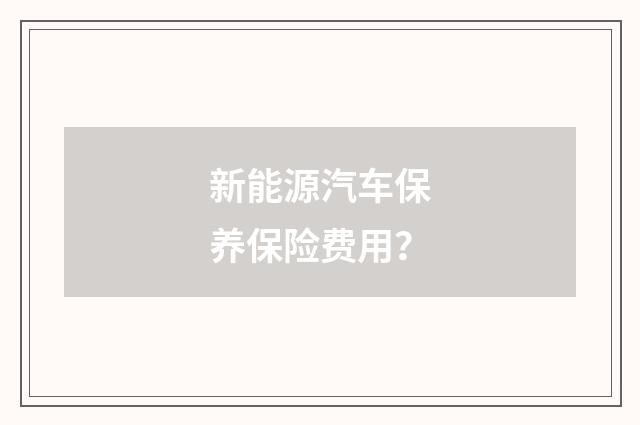 新能源汽车保养保险费用？