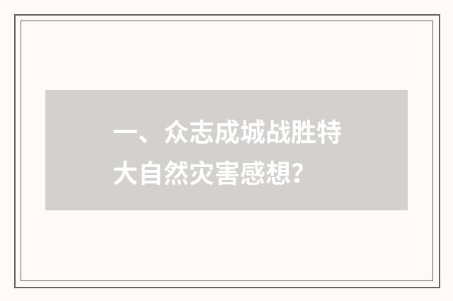 一、众志成城战胜特大自然灾害感想？