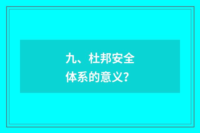 九、杜邦安全体系的意义？