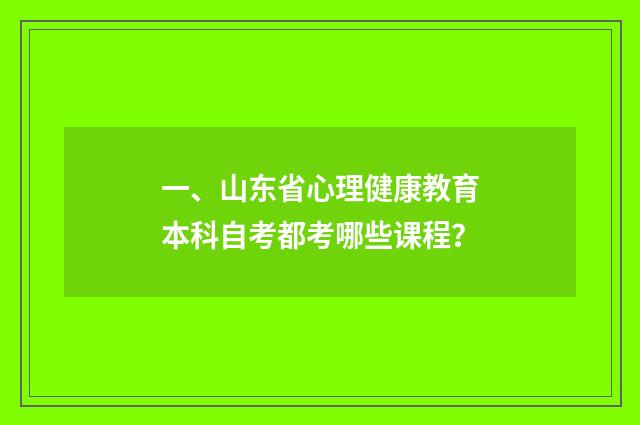 一、山东省心理健康教育本科自考都考哪些课程？