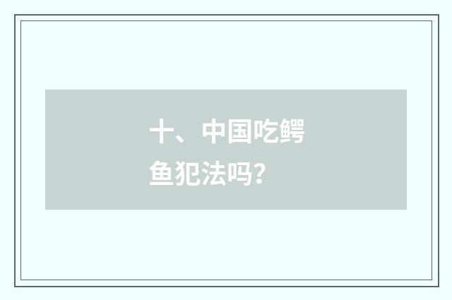 十、中国吃鳄鱼犯法吗？