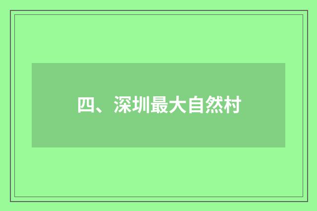 四、深圳最大自然村