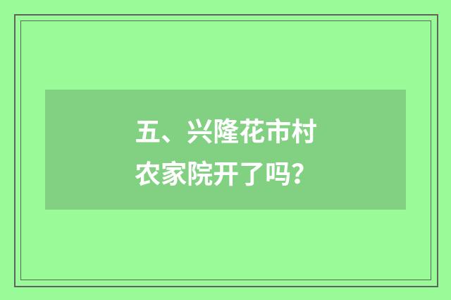 五、兴隆花市村农家院开了吗？
