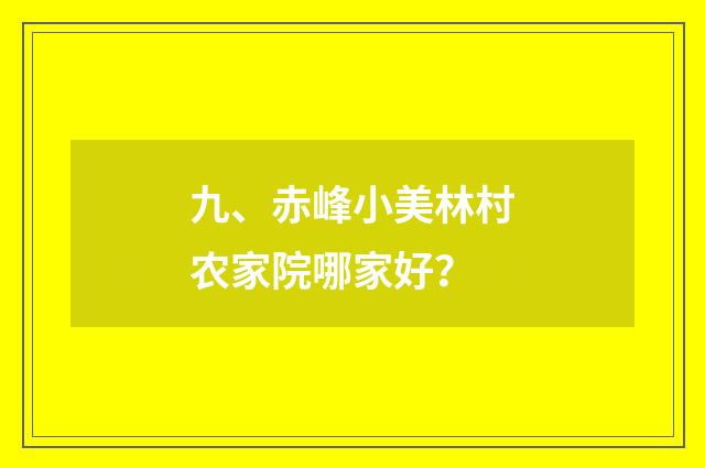 九、赤峰小美林村农家院哪家好？