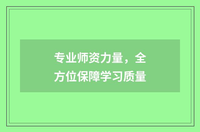 专业师资力量，全方位保障学习质量