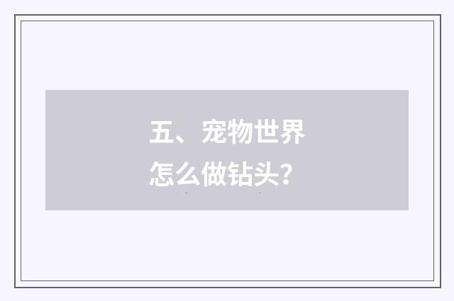 五、宠物世界怎么做钻头？