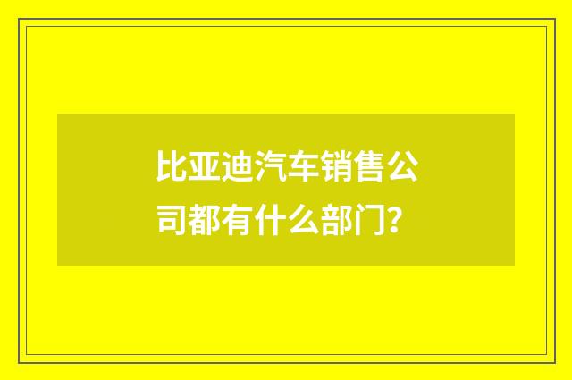 比亚迪汽车销售公司都有什么部门？