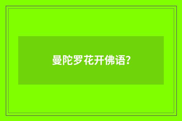 曼陀罗花开佛语？