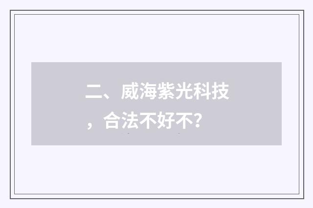 二、威海紫光科技，合法不好不？