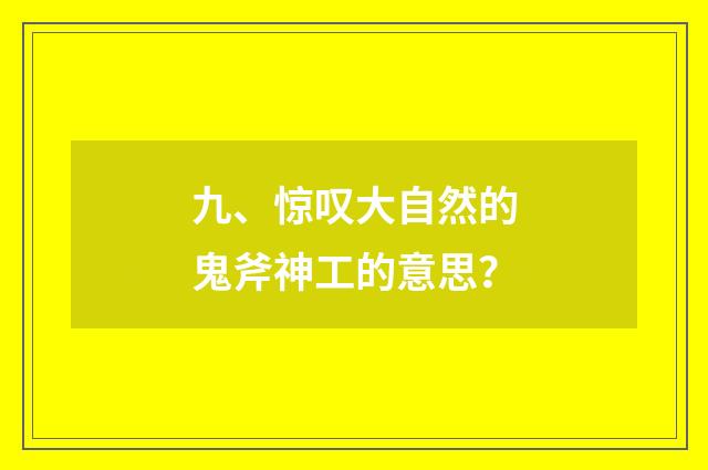 九、惊叹大自然的鬼斧神工的意思？