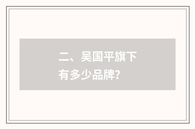 二、吴国平旗下有多少品牌？