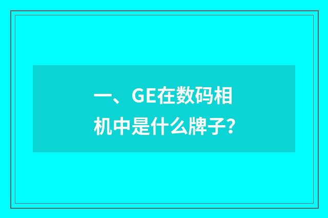 一、GE在数码相机中是什么牌子？