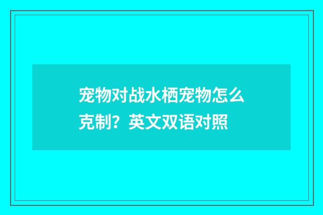 宠物对战水栖宠物怎么克制？英文双语对照